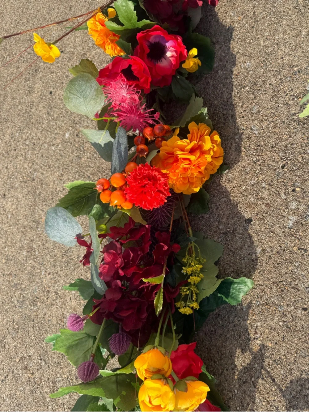 Frontgate Floral Garland - Vibrant Red, Orange, Yellow - NWT